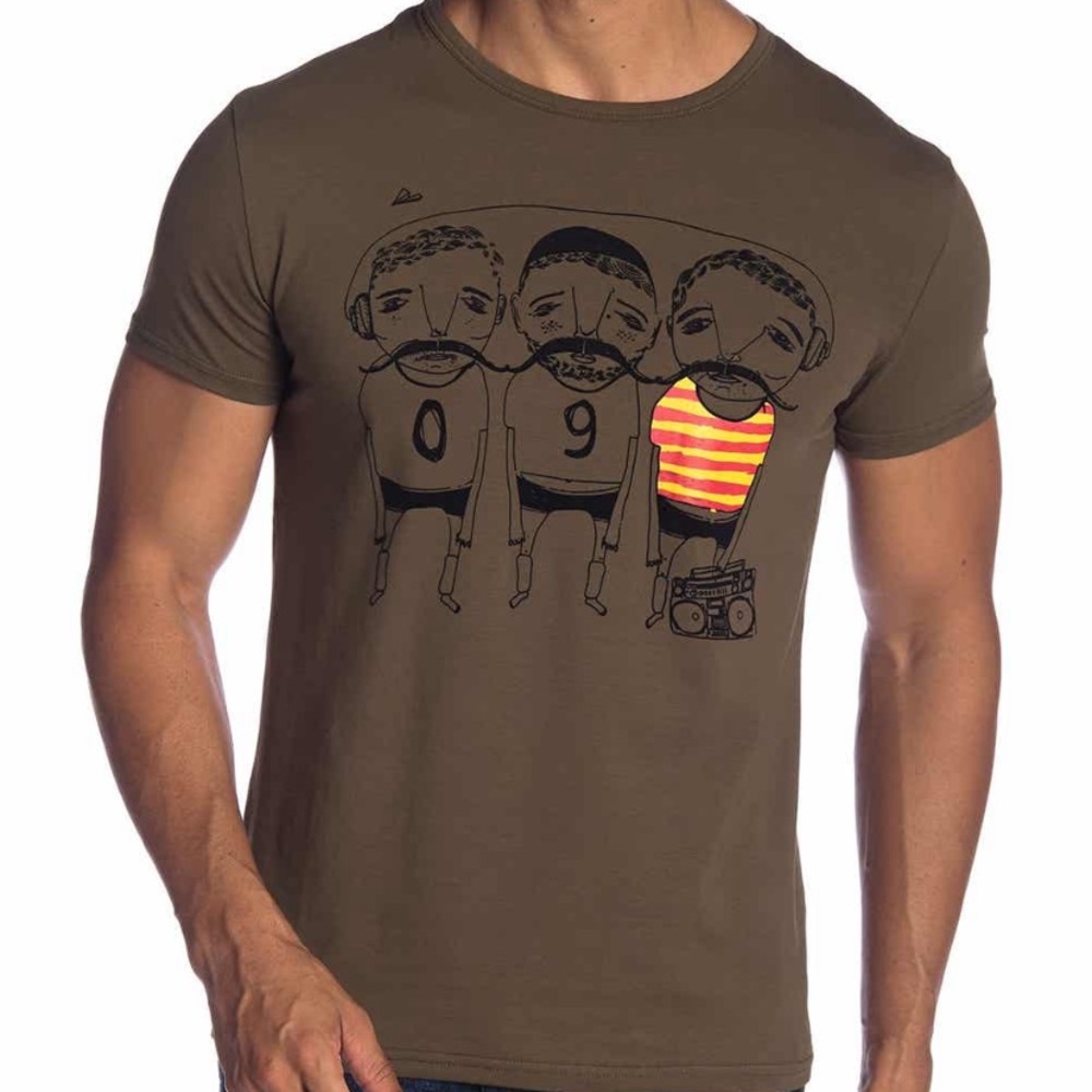 Xray Graphic T-shirt Olive Green Mustache Men XL